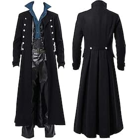 Retro Vintage Punk  Gothic Medieval Coat Trench Coat Outerwear Plague Doctor Fancy Dress Men's Masquerade Party Adults Coat