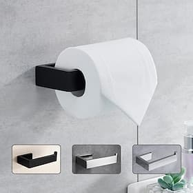 Toilet Paper Holder,Wall Mounted 304 Stainless Steel 14.5cm Tissue Roll Hanger Dispenser for Bathroom  Kitchen (Black/Brushed Nickel/Chrome)