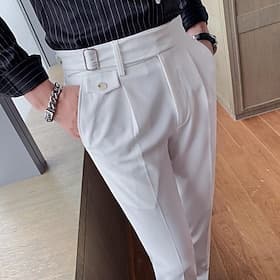 Men's Graduation Dress Pants Trousers Suit Pants Gurkha Pants Pocket High Rise Plain Comfort Soft Wedding Office Business Vintage Classic Dark Khaki Black Micr
