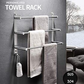 portasciugamani con ganci per bagno, portasciugamani da parete in acciaio inossidabile nichel spazzolato a 3 livelli, portasciugamani antiruggine 40/50/60 cm (