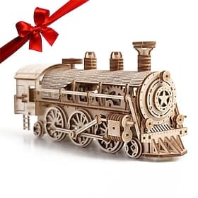 3D Wooden Puzzles Train Locomotive DIY Gear Drive Mechanical Model Brain Teaser Games Stunning Gifts for Adults and Teens Christmas Gift