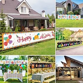 Happy Birthday-Banner, Geburtstagsbanner-Dekorationen, Geburtstags-Dekoration für den Innen- und Außenbereich, Dekoration für Feiertagspartys, 300 x 50 cm (10