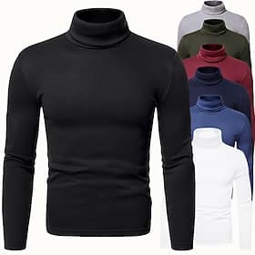 Men's Turtleneck Sweater Knitwear Mens Turtle Neck Jumper Pullover Knit Regular Tops Knitted Plain Turtleneck Modern Contemporary Work Daily Wear Clothing Appa
