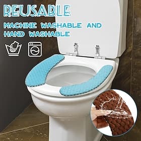 Thick Padded Toilet Seat Cover Mat Warm Plush Toilet Seat Cushion Non Slip Soft Toilet Cushion Washable Toilet Seat Warmer Mat with Self Adhesive Tape for Toil