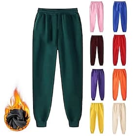 Voor heren Joggingbroeken Fleece broek Jogger Broek Winter broek Zijzakken Elastische taille Fleece Effen Kleur Comfort Warm Dagelijks Casual Marine Abrikoos