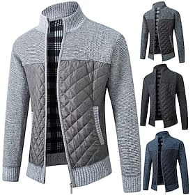 Herren Strickjacke Zip Pullover Reißverschluss Pullover Jacke Fleece Pullover Stricken Zip Farbblock Ständer Stilvoll Moderne zeitgenössische Casual Festtage B