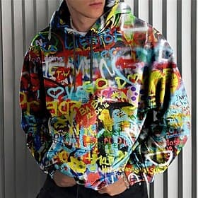 Men's Letter Graphic Prints Graffiti Hoodie Hoodies Sweatshirt Streetwear Designer Basic Casual Long Sleeve Hooded Daily Sports Yellow Blue Green Print Spring