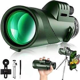50x60 Monocular Telescope Phone Camera Waterproof Monocular Focus with Single Hand Clear Low Light Night Vision for Star Watching Ball Games Sightseeing Travel