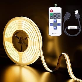 USB COB LED Strip Lights 5V 1-4m Dimmable 300led / m CRI85 with RF Remote Controller TV backlight Flexible Tape Lamp Under the Cabinet for DIY Lighting in Bedr