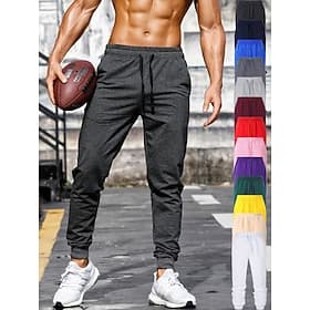 Men's Joggers Sweatpants Pocket Drawstring Bottoms Casual Athleisure Cotton Breathable Soft Sweat wicking Fitness Gym Workout Running Sportswear Activewear Sol