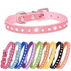Dog Collars Diamond Cowhide Pet Collar Water Diamond Dog Collar Kitten Collar Traction Rope Set Dog Supplies