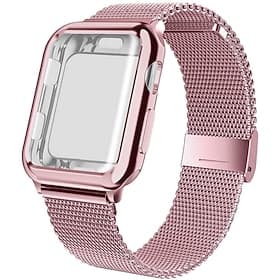 Bracelet Milanais Compatible avec Bracelet Apple Watch avec étui Fermoir magnétique Acier Inoxydable Bracelet de remplacement pour Series 8 7 6 5 4 3 2 1 SE 49