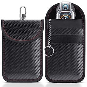 Faraday Bag for Key Fob(2 Pack) Faraday Cage Protector Car RFID Signal Blocking Key Fob Protector Double-Layers of Shielding Carbon Fiber Material Anti-Theft F