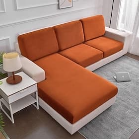 Stretch Sofa Seat Cover Cushion Slipcover Elastic Sectional Couch Armchair Loveseat 4 or 3 Seater Grey Soft Durable Washable(Sold Not By A Set)