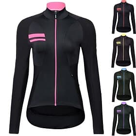 Women's Cycling Jersey Solid Color Long Sleeve Bike Jersey Top with 3 Rear Pockets Mountain Bike MTB Road Bike Cycling Quick Dry Reflective Strips Back Pocket