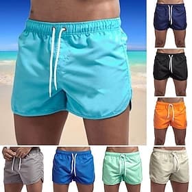 Men's Board Shorts Swim Shorts Swim Trunks Elastic Waist Solid Color Quick Dry Short Daily Gym Bathing Chic  Modern Casual / Sporty Black White Micro-elastic