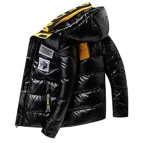Men's Winter Coat Winter Jacket Puffer Jacket Quilted Jacket Pocket Office  Career Date Casual Daily Warm Outdoor Casual Winter Printed Black Puffer Jacket