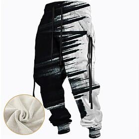 Christmas Brushstrokes Mens Graphic Pants  Casual Sports Outdoor Black Cotton  Graffiti  Sweatpants Joggers Trousers Drawstring Side Pockets Elastic Waist Prin