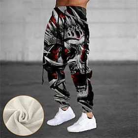 Men's Sweatpants Joggers Trousers Drawstring Side Pockets Elastic Waist Skull Graphic Prints Comfort Breathable Sports Outdoor Casual Daily Cotton Blend Terry thumbnail 2