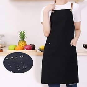 Wasserdichte Kochschürze für Damen und Herren, Küchen-Kochschürze, personalisierte Gartenschürze mit Tasche, Arbeitsschürze aus Baumwoll-Canvas, überkreuzter R