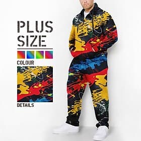 Men's Graphic Graffiti 2pcs 3D Sweatshirt Sets Tracksuit Zip Up Hoodies Long Sleeve Long pants Hooded Fashion Designer Casual Daily Sports Going out 3D Print S