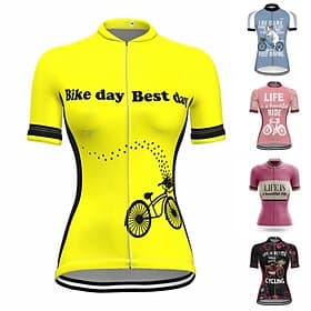 Women's Cycling Jersey Graphic Funny Short Sleeve Bike Jersey Top with 3 Rear Pockets Mountain Bike MTB Road Bike Cycling Quick Dry Reflective Strips Back Pock
