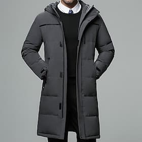 Men's Winter Coat Down Jacket Puffer Jacket Parka Outdoor Business Camping  Hiking Long Casual Daily Casual Windproof Warm Winter Pure Color Black Brown Gray P