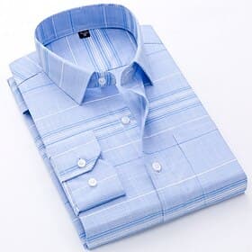 Herren Oberhemd Bügelfreies Hemd Kariert / Gestreift / Chevron Hochzeit Urlaub Blau Staubiges Blau Purpur Grau Langarm Umlegekragen Frühling  Herbst Bekleidung