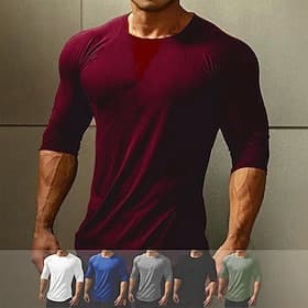 Men's Solid Colored Gym Shirt Workout Shirt Running Shirt Spring Fall Winter Patchwork Long Sleeve Athletic Athleisure Spandex Quick Dry Soft Breathable Runnin