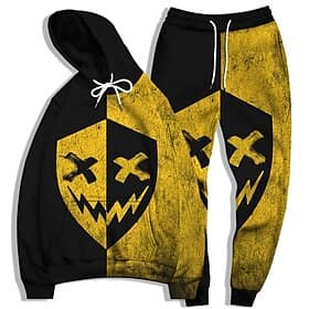 Men's Graphic Grimace 2pcs 3D Sweatshirt Sets Tracksuit Hoodies Long Sleeve Long pants Hooded Streetwear Basic Casual Sports  Outdoor Casual Sports Print Sprin