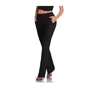 Women's Dress Work Casual Pants Trousers Straight Full Length Pocket Stretchy Trousers  Daily Black Wine S M