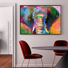 Handmade Oil Painting Canvas Wall Art Decoration Modern Animal Colorful Cattle for Home Decor Rolled Frameless Unstretched Painting