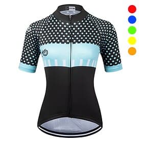 Women's Cycling Jersey Polka Dot Short Sleeve Bike Jersey Top with 3 Rear Pockets Mountain Bike MTB Road Bike Cycling Quick Dry Reflective Strips Back Pocket M