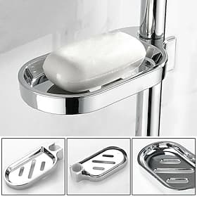 Shower Rail Soap Dish Box Soap Holder Soap Pallet Shower Rod Slide Bar ABS Chrome for Sliding Bar Bathroom Tray Soap Box Slide Bar Soap Dish Holder Replacement