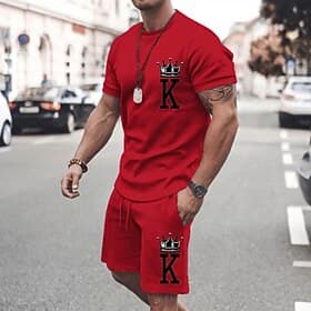 Men's Letter 2pcs Tees sets Matching Sets Short Sleeve Short Pants Crewneck Fashion Streetwear Gymnatics Outdoor Daily Wear Going out Drawstring Elastic Waist