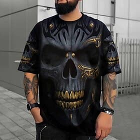 Men's Plus Size T shirt Tee Big and Tall Graphic Crew Neck Print Short Sleeve Spring  Summer Vintage Fashion Streetwear Basic Casual Sports Tops