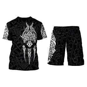 The Wolf'S Claws Mens Graphic Shirt Shorts And Tee Set Outfits Viking Crew Neck Clothing Apparel 3D Print Outdoor Daily Sleeve 2 Piece 2Pcs Tribal Casual Black