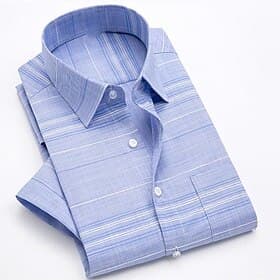 Men's Dress Shirt Non Iron Shirt Wedding Going out Pink Blue Sky Blue Light Purple Short Sleeve Turndown Summer Spring Clothing Apparel