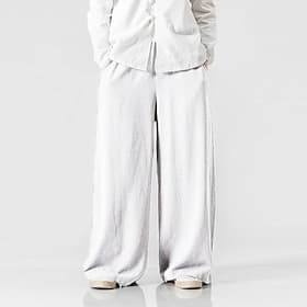Men's Linen Pants Trousers Summer Pants Beach Pants Elastic Waist Wide Leg Flowy Plain Comfort Daily Outdoor Going out Hip-Hop Yoga White Yellow