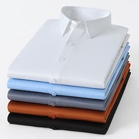 Homme Chemise habillée Chemise sans repassage Uni Mariage Extérieur Vin Noir Blanche bleu marine manche longue Col carré Printemps  Automne Vêtement Tenue Bout
