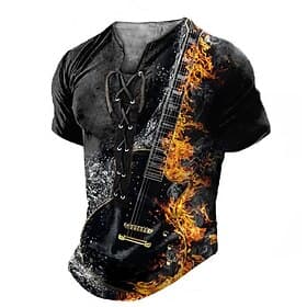 muziekfestival Voor heren Grafisch Gotische horror Gitaar T-shirts Korte mouw T-shirt 3D-afdrukken Overhemd Modieus Casual Comfortabel Dagelijks Sport Uitgaan