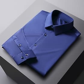 Men's Dress Shirt Non Iron Shirt Graphic Prints Wedding Outdoor Wine Blue-Green Black White Long Sleeve Turndown Spring   Fall Clothing Apparel