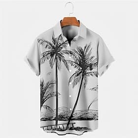 Men's Coconut Tree Tropical Plants Shirt Summer Hawaiian Shirt Aloha Shirt Short Sleeves Shirt Turndown Tropical Fashion Hawaiian Outdoor Street Hawaiian Blue