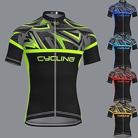 Men's Cycling Jersey Geometric Patterned Funny Short Sleeve Bike Jersey Top with 3 Rear Pockets Mountain Bike MTB Road Bike Cycling Quick Dry Soft Reflective S