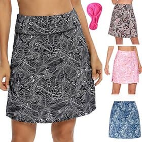 Women's Plants Cycling Skort Skirt Bike Skirt Bottoms Mountain Bike MTB Road Bike Cycling Sports 3D Pad Cycling Quick Dry Moisture Wicking Black Pink Spandex C
