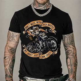 Lustiges Grafik-T-Shirt für Männer Verfasse dich nicht mit alten Bikern wir sehen nicht nur verrückt aus lustiges Motorrad-Biker-Lifestyle-Tee