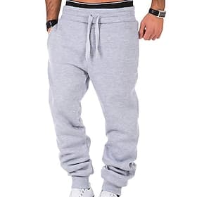 Men's Athletic Pants Fleece Pants Sweatpants Joggers Trousers Pocket Drawstring Elastic Waist Plain Comfort Outdoor Daily Going out Fashion Streetwear Black Na