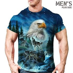 Men's Plus Size T shirt Tee Big and Tall Graphic Crew Neck Print Short Sleeve Spring  Summer Vintage Streetwear Comfortable Casual Sports Tops