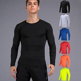 Men's Solid Colored Compression Shirt Running Shirt Spring Fall Winter Long Sleeve Athletic Athleisure Spandex Quick Dry Sweat wicking Power Flex Breathable Ru