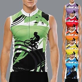 Men's Cycling Jersey Patterned Graffiti Funny Sleeveless Bike Jersey Top with 3 Rear Pockets UV Resistant Reflective Strips Compression Back Pocket Sports Blue